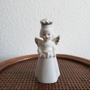 #Vintage Ceramic Japan Choir Crown Hand Painted Gold Trim Prayer Book Angel